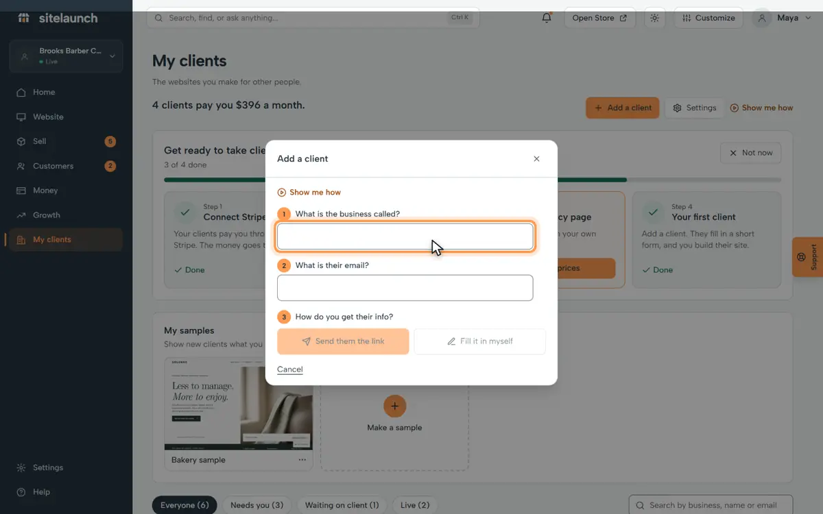 Step 3: Type the name of the business.
