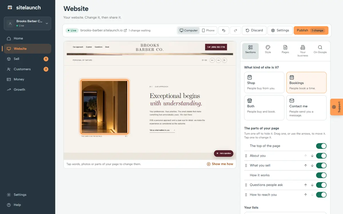 Step 4: Your photo is on the page. Press Publish when you are ready.