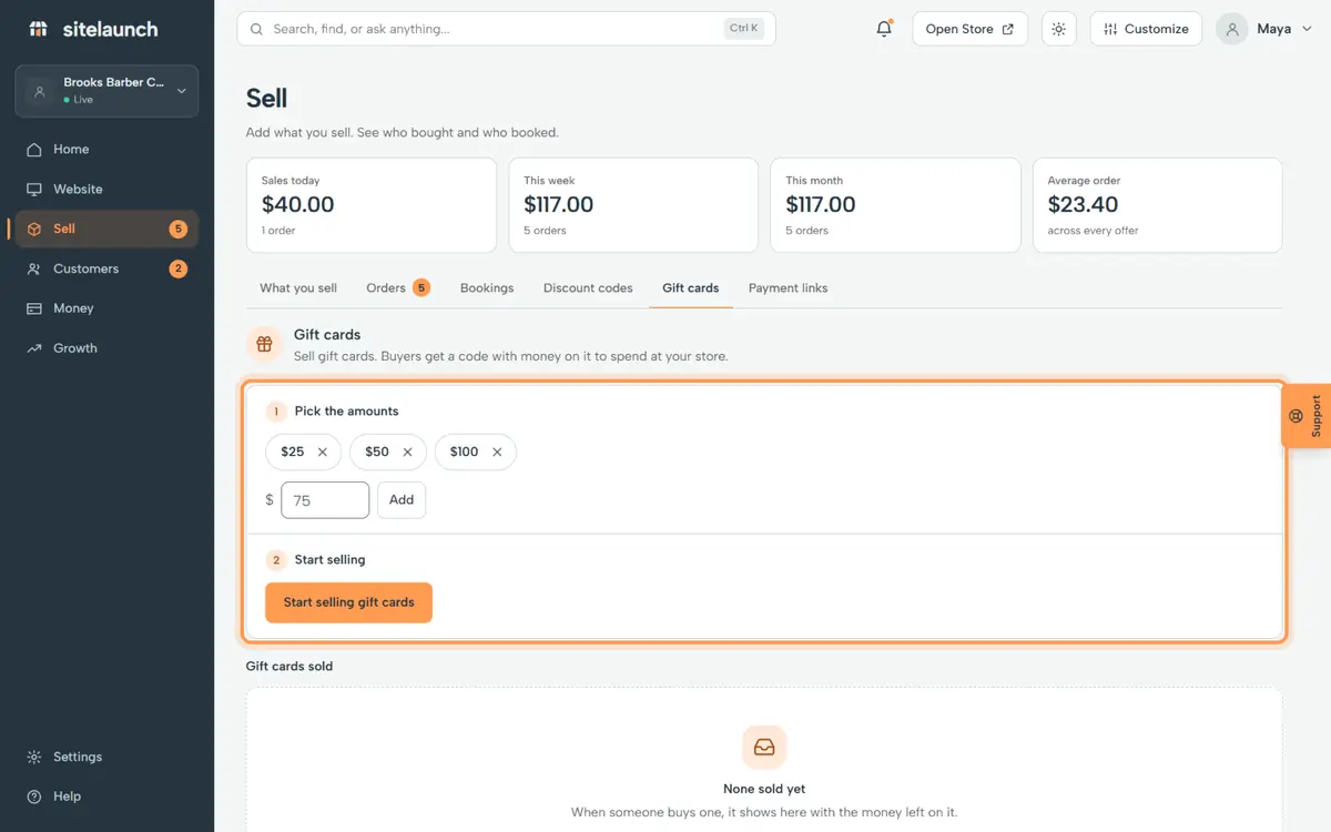 Step 3: Pick the amounts people can buy. Add one if you like.