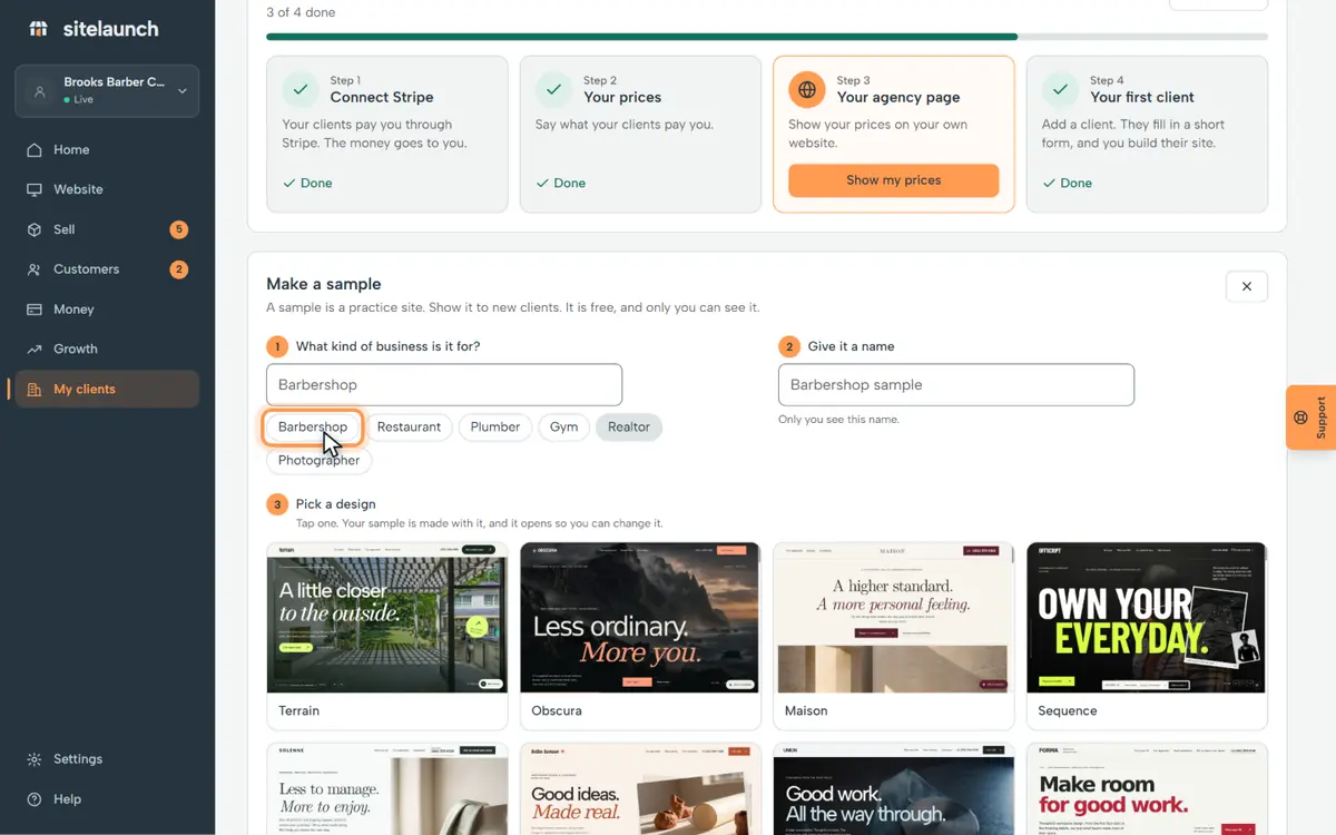 Step 3: Tap the kind of business it is for.