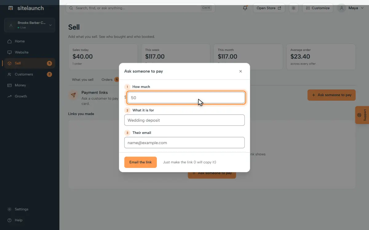 Step 4: Type how much.