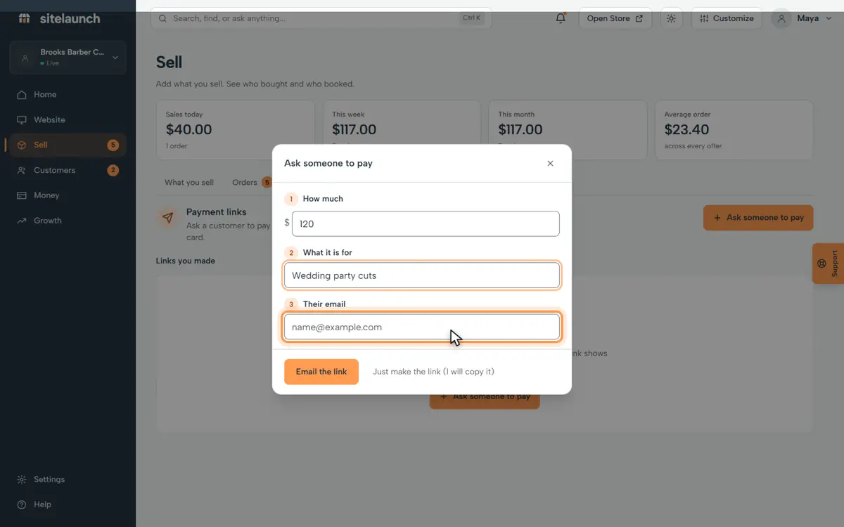Step 6: Type their email.