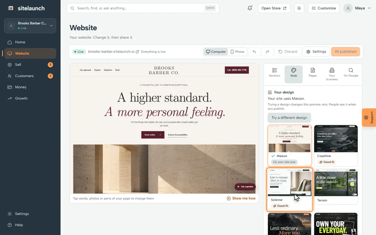 Step 4: Tap a design to try it. Your words come with you.