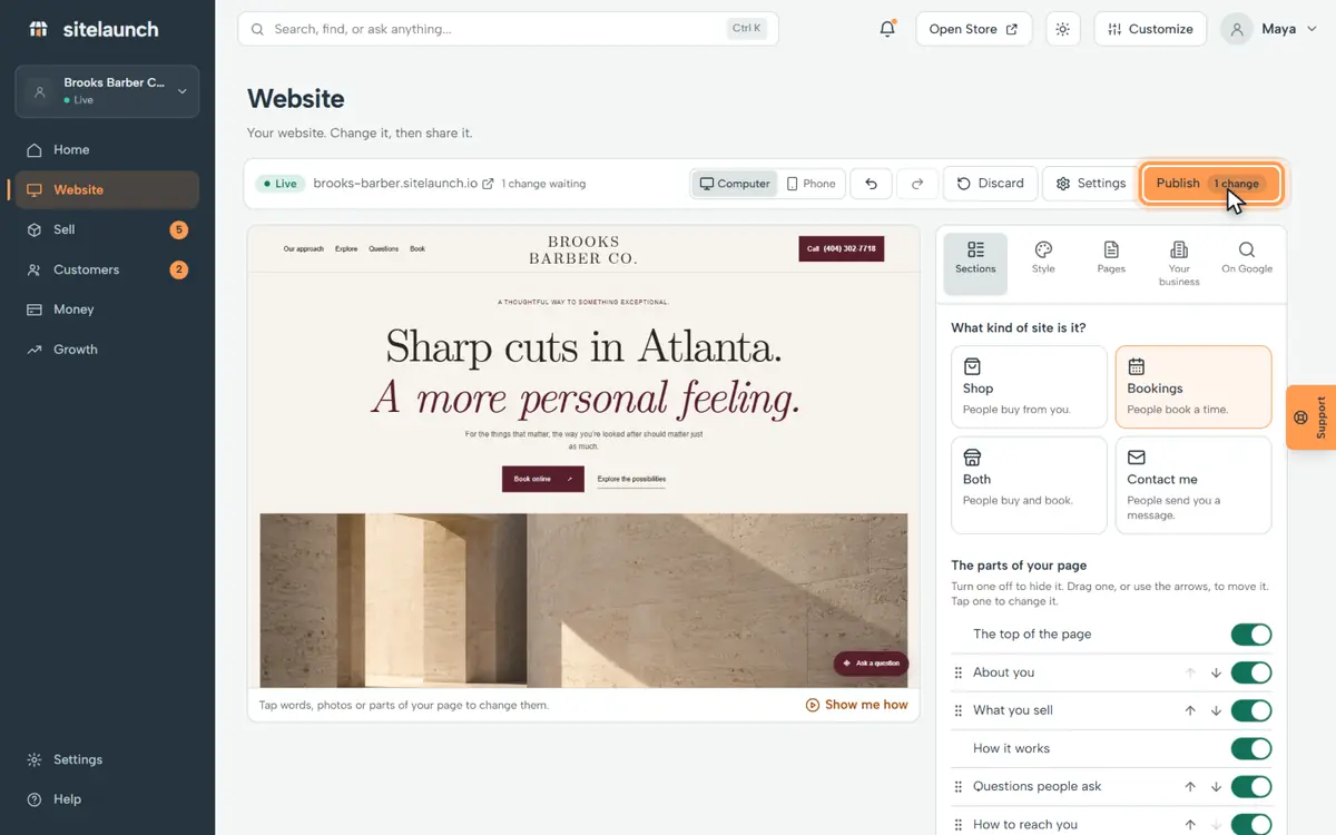 Step 3: The Publish button counts your changes. Press Publish.
