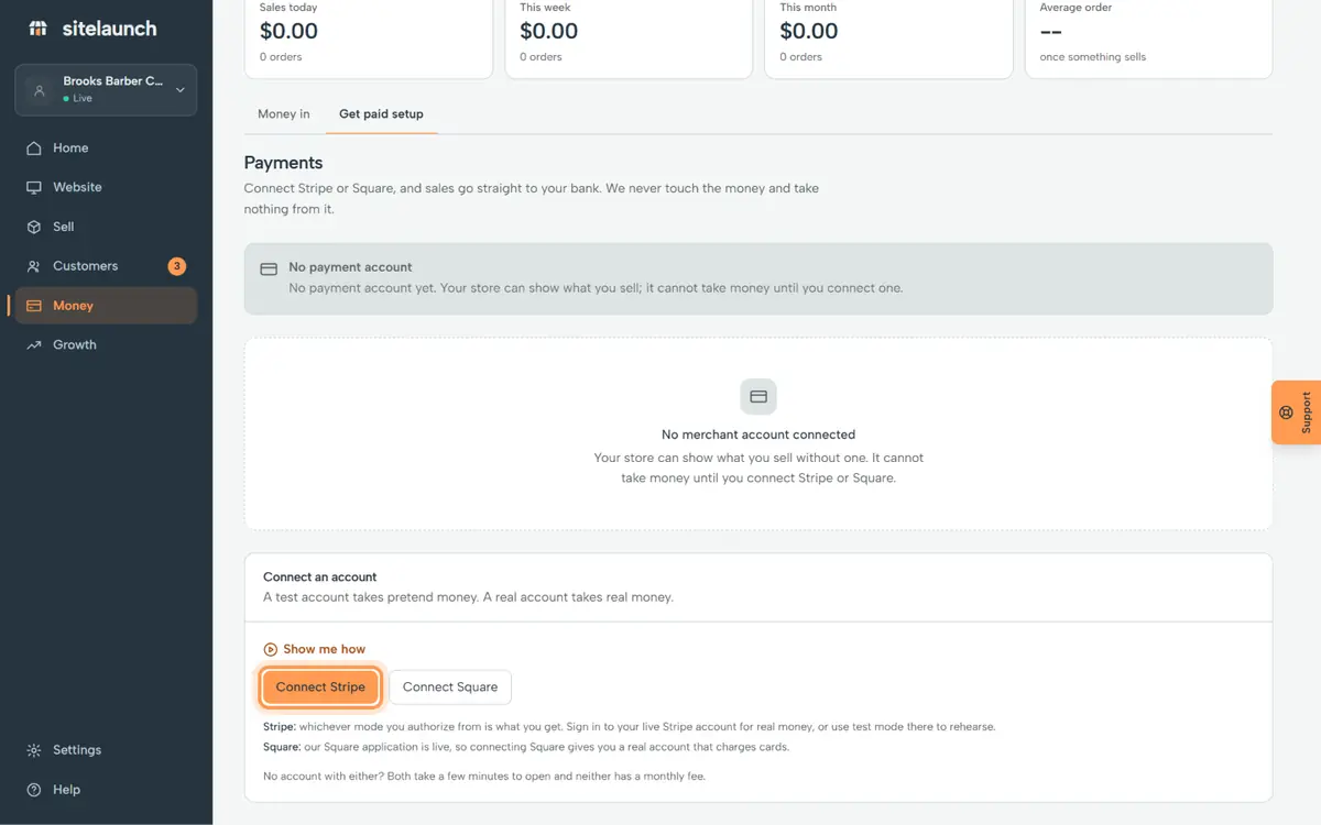 Step 5: Then link Stripe or Square in Money. The Buy button comes back by itself.