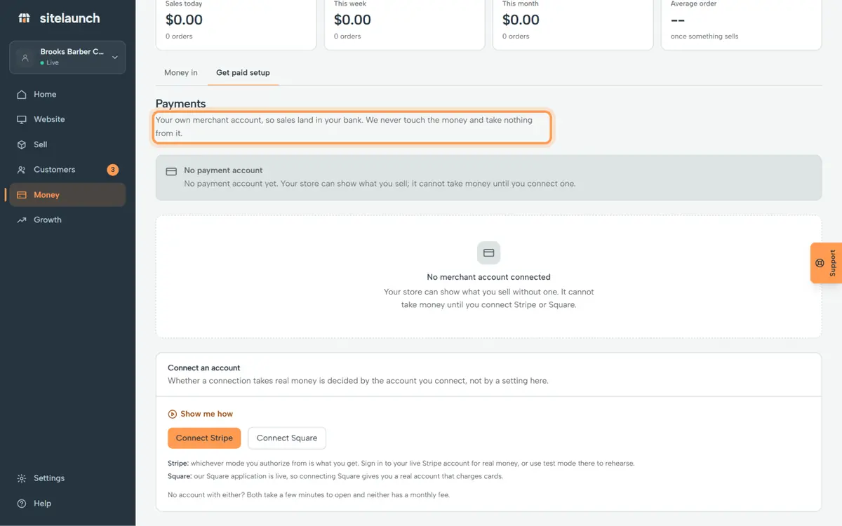 Step 4: Either way, the money goes to your bank. sitelaunch takes none of it.