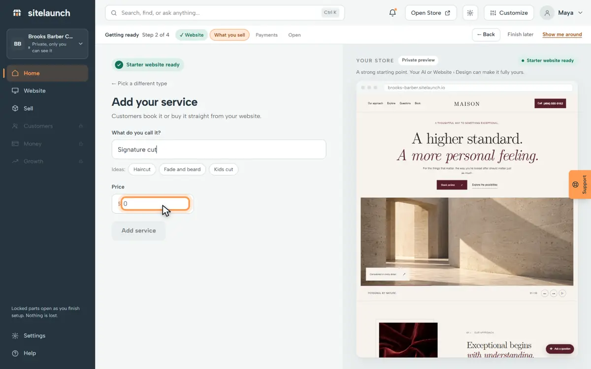 Step 5: Type its price.